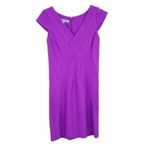 Kate Unger Cap Sleeve Bandage Dress Purple Cocktail Semi-formal Mother of Bride